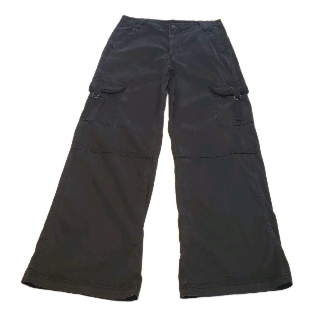 American Eagle Womens Sz 8 Y2K Super High Rise Baggy Wide Leg Black Cargo Pants